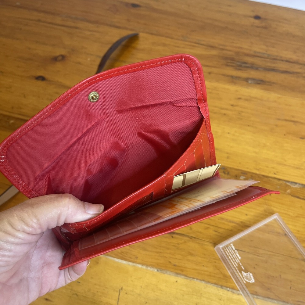 Vintage‎ Amity Women's Red Leather Trim Clutch Wallet Checkbook Holder ID Cards - Picture 10 of 14
